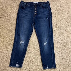 Women's Distressed Blue Jeans